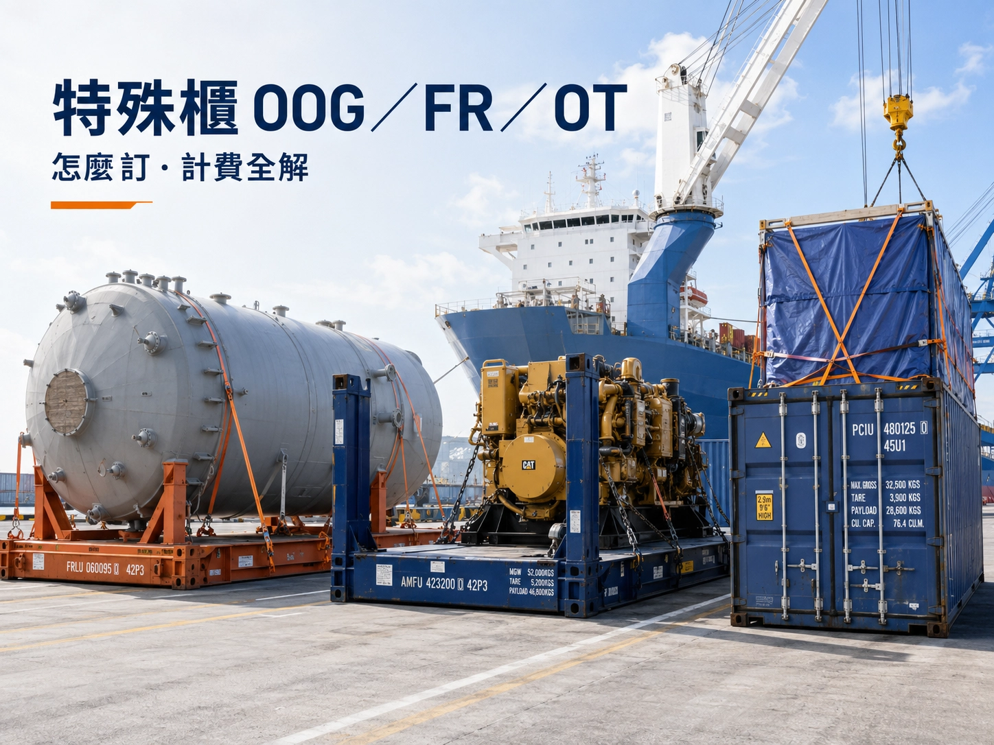 Industrial port with heavy cargo shipping
