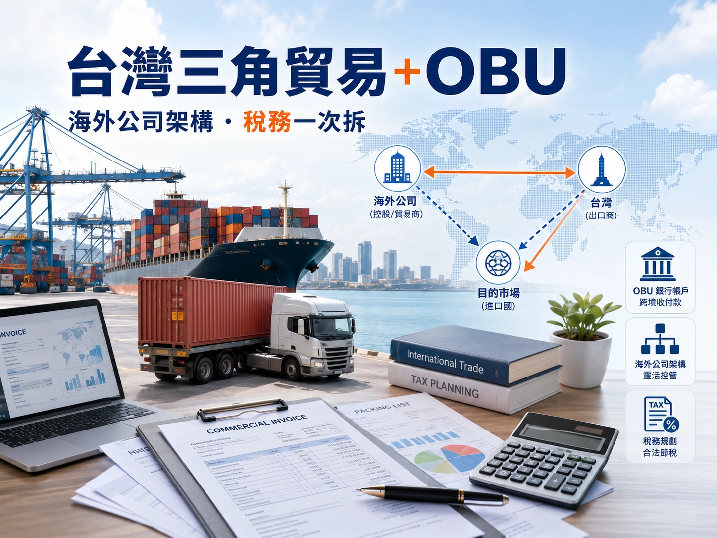 台灣三角貿易、OBU 國際金融業務、家數遞延納稅、境外公司架構、CFC 反避稅、境外所得免稅